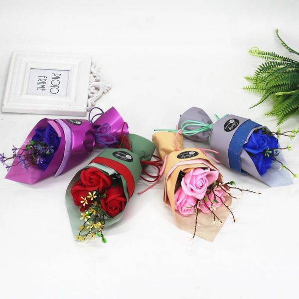 

artificial flower soap rose gift box decor fake flowers for valentine's day wedding party home birthday gift box decorate flower1