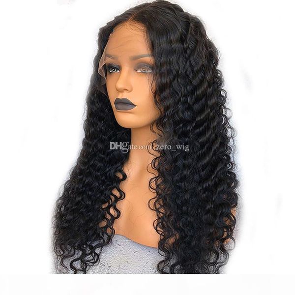

5x4.5'' silk full lace wigs brazilian virgin hair deep wave glueless silk lace front wigs human hair silk base wig, Black;brown