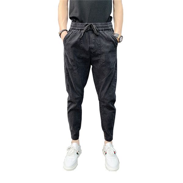 

mens pants ankle length casual pants trend all match slim fit harlan jeans summer thin stylish fashion pants, Blue