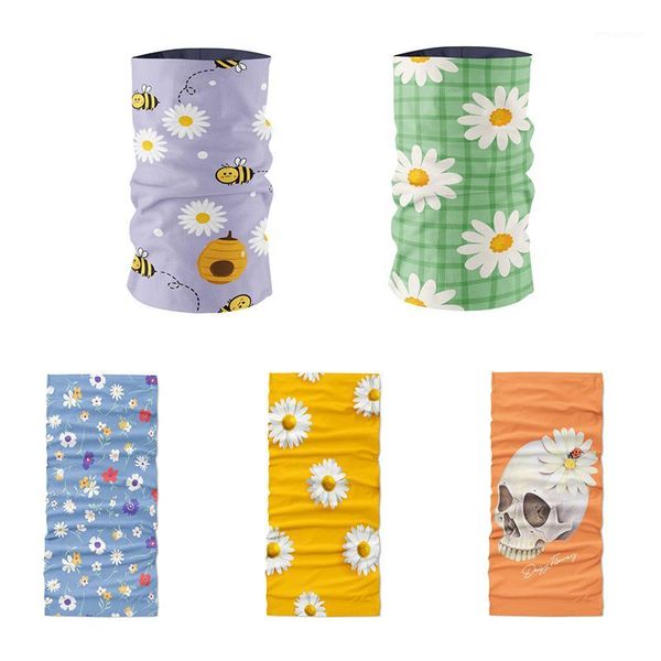 

new daisy series scarf bandana women neck gaiter summer dustproof headwear fashion print face mask hijab scarf headband1, Blue;gray