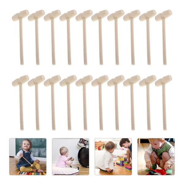 

20pcs solid wood mini hammers hitting hammer toys creative educational toy (oval)