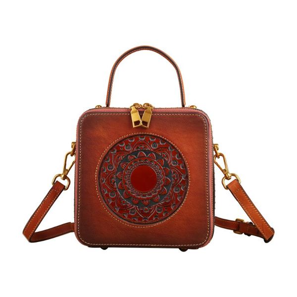

vintage luxury women genuine leather handbags ladies retro elegant shoulder messenger bag cow leather handmade womans bags