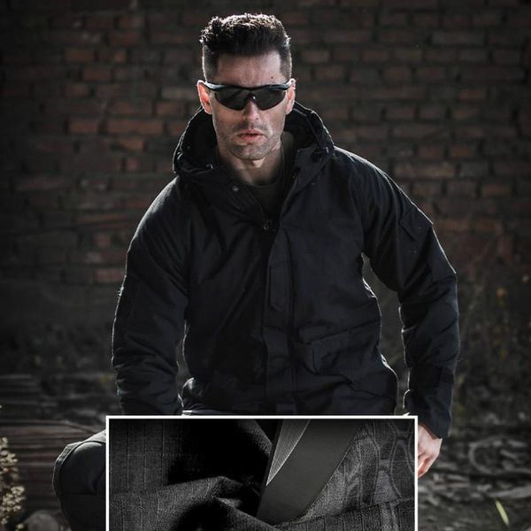 

men's jackets fleece jacket two-piece tactical frog suit camouflage wear-resistant field, Black;brown