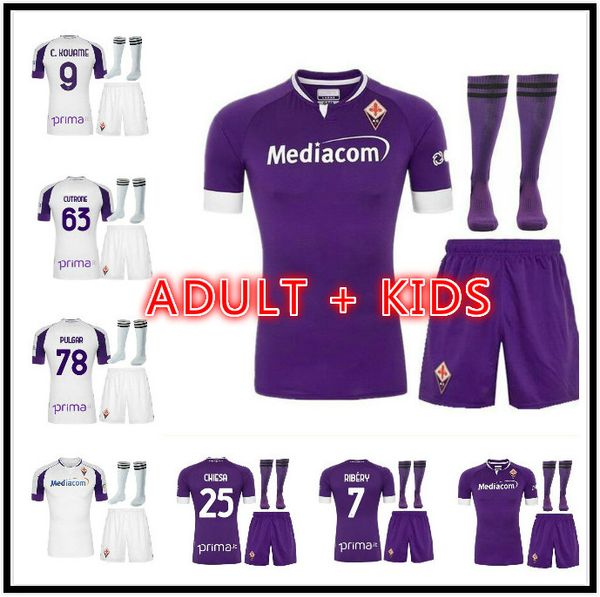 

kids kit 2020 2021 fiorentina soccer jersey child firenze 20 21 football shirt florence suit prince sottil pulgar boys set mens, Black;yellow