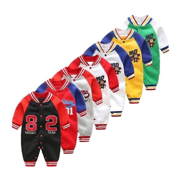 

newborn baby long sleeved jumpsuit boys girls spring autumn clothes baby sports sweaters outwear warm rompers baby pajamas y200320, Blue