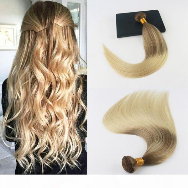 

human hair weave bundles highlights ombre #8 fading to #60 brazilian virgin hair 14-24inch 100% remy human wefts 100g, Black