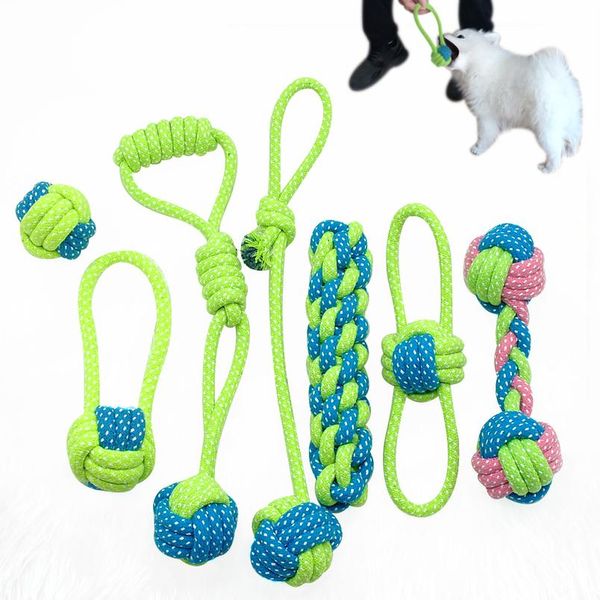 

7pcs/lot dog pet toys pet puppy chew toy ball cotton rope knot playing interactive toys for small medium large dogs bbyyfl