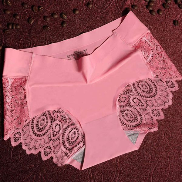 

new high-end ice underwear traceless lace women's briefs, Black;white