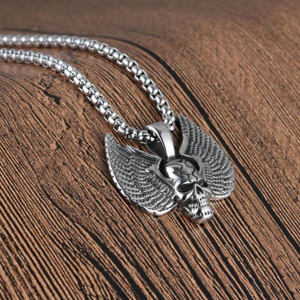 

stainless steel large necklaces pendant statement 2020 necklace jewelry for neck accessories steampunk skull necklaces mens, Silver