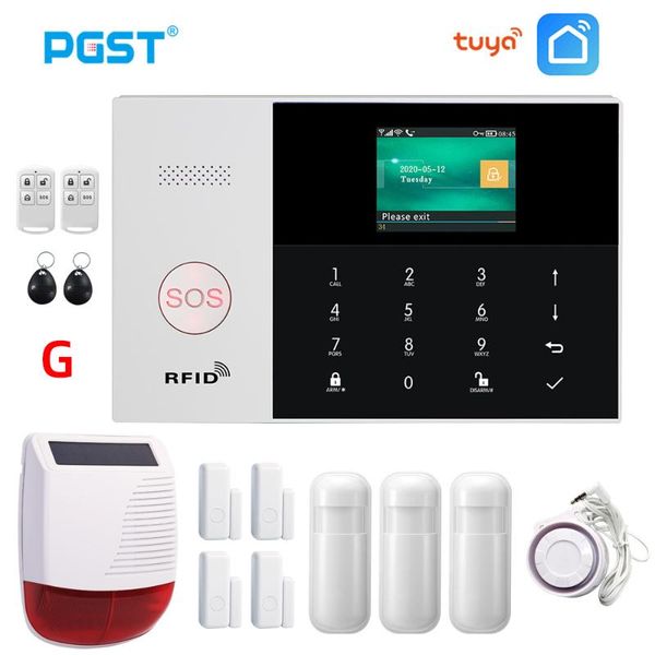 

pgst pg105 tuya security alarm system with solar wireless siren rfid home burglar security alarm home kit smart life app control