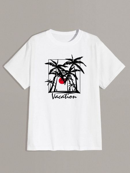 

romwe guys letter tropical graphic tee p7ue#, White;black