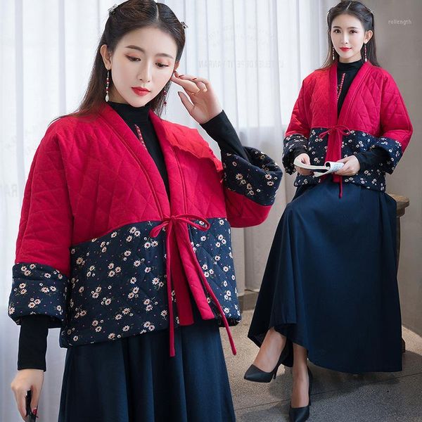 

make national wind allover warm cotton-padded clothes comfortable loose cotton-padded clothes1, Black