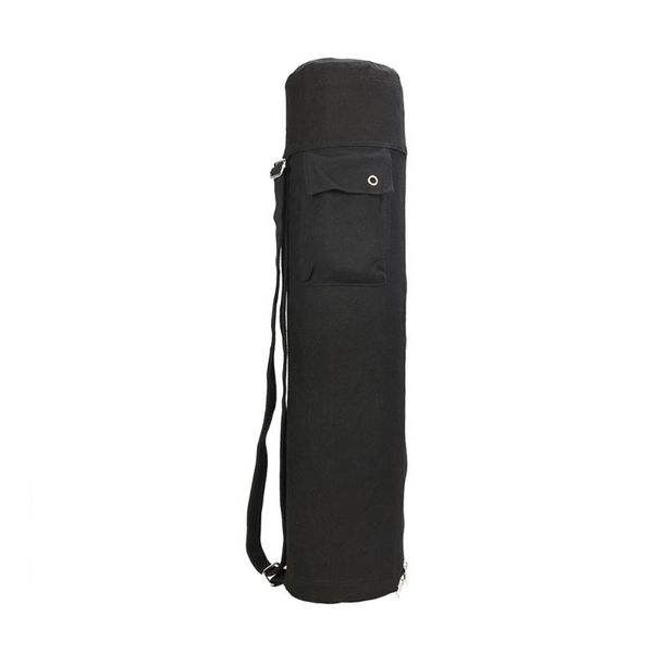 

yoga mat storage bag multifunction large capacity exercise fitness carrier long breathable sling bag (black)