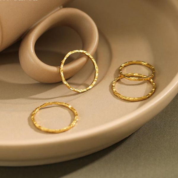 

korean simple rings silver925 jewelry 925 sterling silver rings for women irregular round gold ring anillos plata 925 para mujer, Golden;silver
