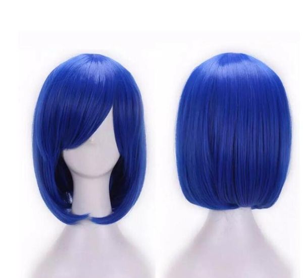 Feminina sexy moda azul curto straight straight perucas Cosplay Party Bob Hair Wig