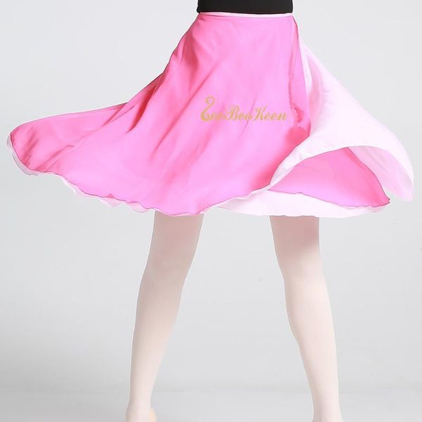

stage wear ballet skirt chiffon two-color stitching ballerina yoga practice long women dance summer wrap1, Black;red