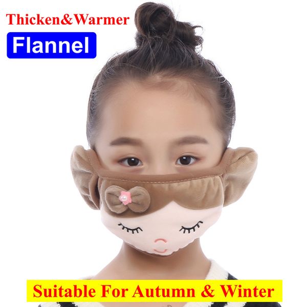 

2020 new designer kid children winter warm cartoons face ear mask ear muffs outdoor cotton mouth ear cover reusable washable