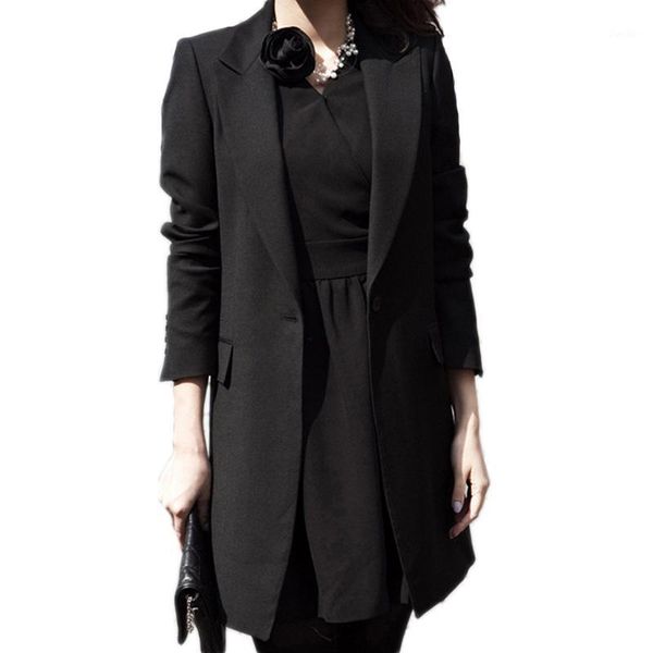 

wholesale-spring women slim blazer coat 2017 new black fashion casual jacket long sleeve one button suit ladies blazers work office wear1, White;black