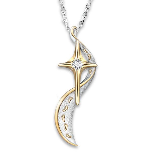 

shiny footprint elegance gold color cross pendant necklaces for women trendy christian jesus crystal necklace jewelry gift, Silver