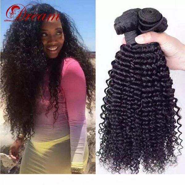 

dream 8a unprocessed virgin human hair natural color jerry curly wefts weaves bundles unprocessed hair 8-30, Black;brown