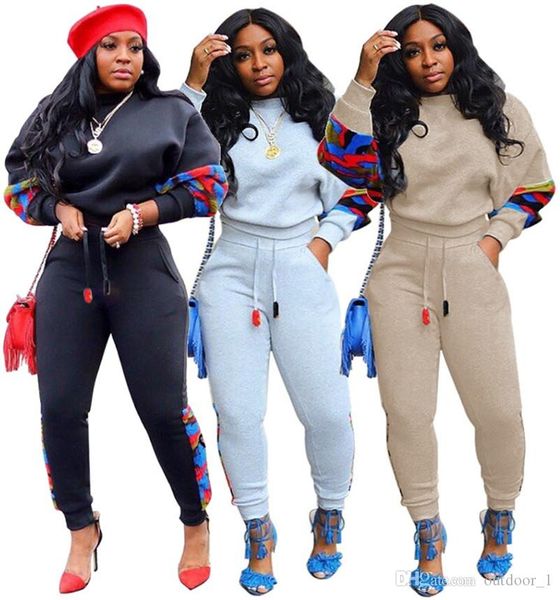 

women outfits thick plus size fall winter casual suit clothes hooded pants long sleeve 2 piece set shirts crew neck pullover sweatsuit 2219, Gray