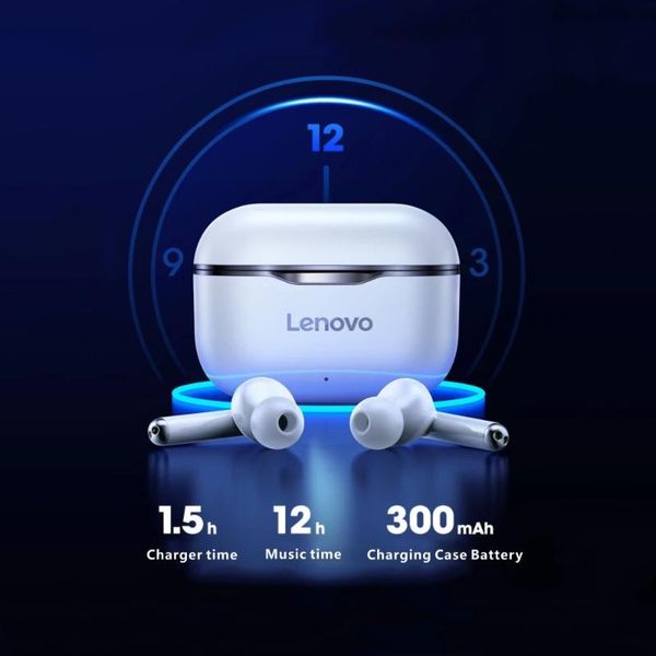 

headphones & earphones lenovo lp1 wireless auriculares bluetooth5.0 waterproof sport earbud noise cancelling mic dual stereo hifi bass touch
