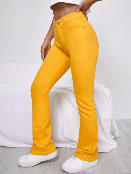 

high waist flare leg jeans p3yu#, Blue