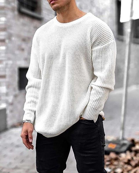

kintting sweater men casual fashion long sleeve solid wool autumn winter loose large size elasticity male pullover, White;black
