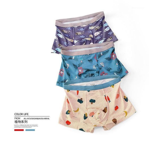 

underpants 2021 fashion print men's underwear cotton blend boxer shorts trendy sports student shorts1, Black;white