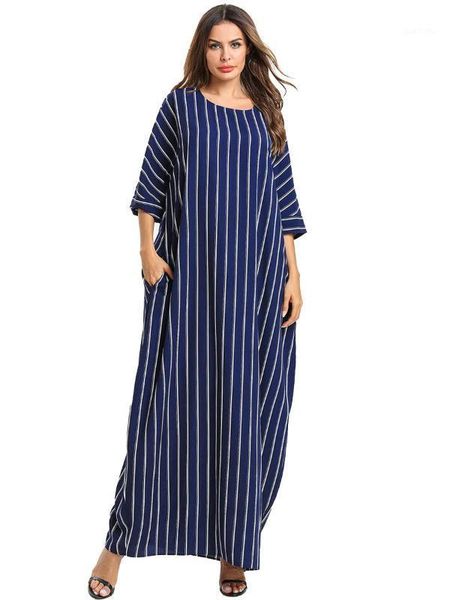 

dubai muslim abaya dress women stripe short sleeve maxi dresses with pocket turkey moroccan kaftan islamic clothes jijbab caftan1, Red