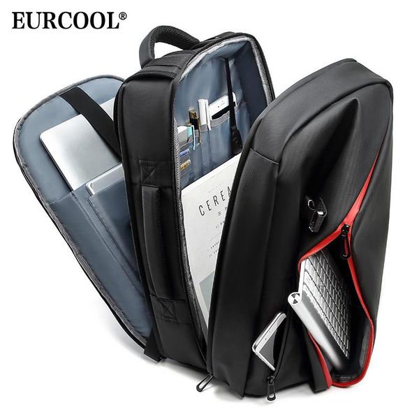 

eurcool fashion backpack men for teenage 15.6" lapbags large capacity mochila water repellent travel backpacks n0002