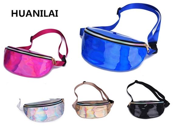 

huanilai women's waist bags fanny pack female belt bag geometric waist packs laser chest bags phone pouch