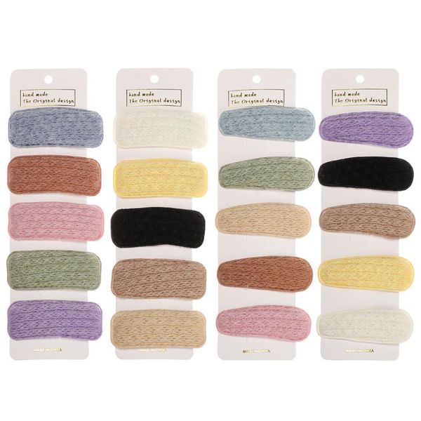 

hair accessories 5pcs/lot wool knitting bangs clips sweet hairpins barrettes autumn winter candy color pins, Slivery;white