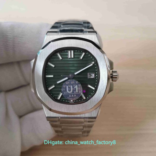 

u1 factory watches 40mm nautilus 5711 1a-014 green dial sapphire asia 2813 movement transparent mechanical automatic mens watch men's w, Slivery;brown