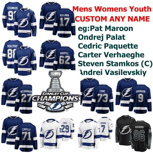 

2020 stanley cup champions tampa bay lightning hockey jerseys zach bogosian jersey luke schenn scott wedgewood steven stamkos custom stitche, Black;red