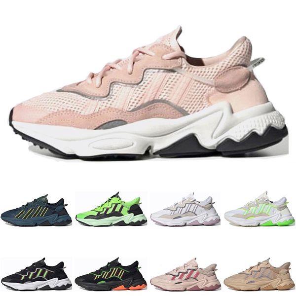 

2020 new king push mens ozweego casual womens shoes pink neon green core black halloween tones black white trainer sports shoes size 36-45