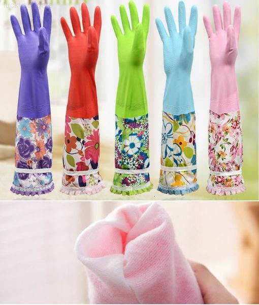 

gloves warm extra waterproof with long lining reusable household for kitchen dish washing laundry cleaning gardening pvc