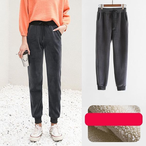 

2020 autumn winter new women pants plus velvet thick harem pants female trousers loose warm beam feet sweatpants s-xxl1, Black;white