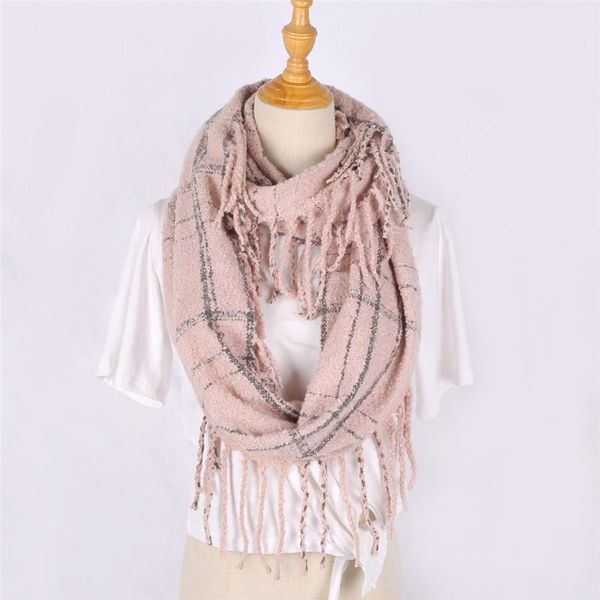 

2021 new woman winter scarf knitted plaid warm scarf shawl women's wrap the body head triangle warm in autumn winter, Blue;gray
