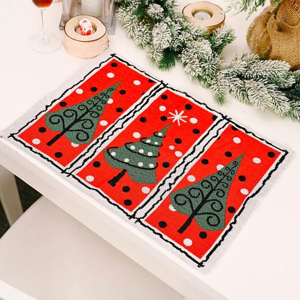 

christmas knitted fabric placemat xmas home decor dining table christmas tableware mat santa claus/elk/garland/christmas tree bbybyb