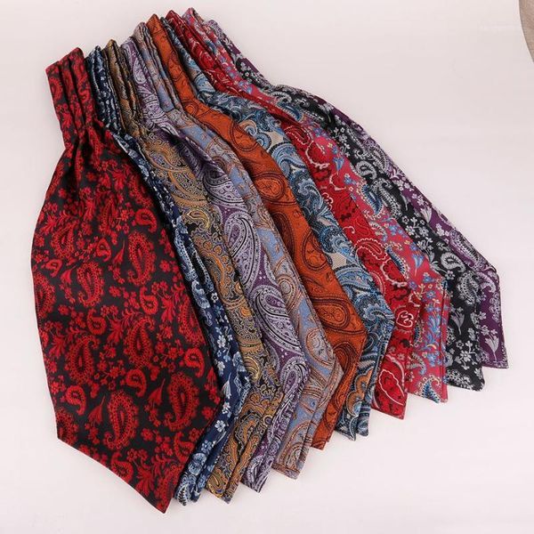 Boyun bağları sitonjwly lüks erkekler ascot kravat paisley floral jacquard dokuma ipek kendini cravat kravat yaka neckerchief tişört özel logo1