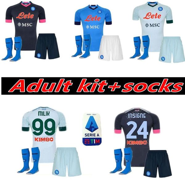 

20 21 napoli soccer jersey naples 2020 2021 koulibaly insigne milik maillots h.lozano mertens men kit football shirt set uniforms, Black