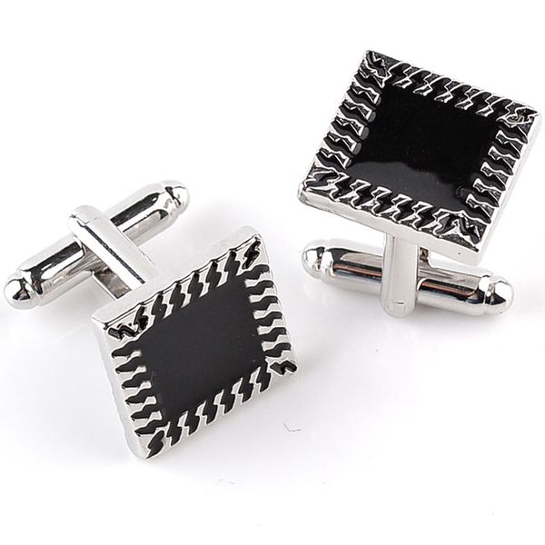 

Fashion Jewelry Black Square Enamel Shirt Cufflinks For Mens Brand Cuff Buttons High Quality High Quality French Cuff Links 6