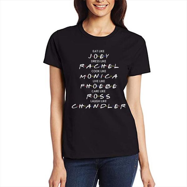 

друзья женщины tshirts с отпечатками повседневная мода едят как joey как rachel t shirt женщины лето cute, White