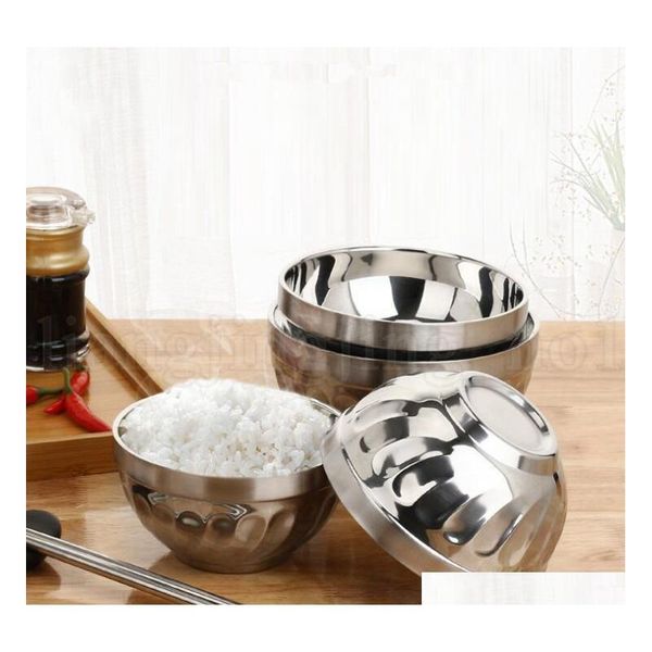 

double layer stainless steel rice bowl 12cm 14cm 16cm 18cm heat insulation anti scald bowl kitchen noodle jllahq xhhair