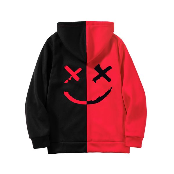 

men hoodies sweatshirts happy smiling face print headwear hoodie women patchwork hoodies hip hop streetwear hooded pullover 4xl 1019, Black