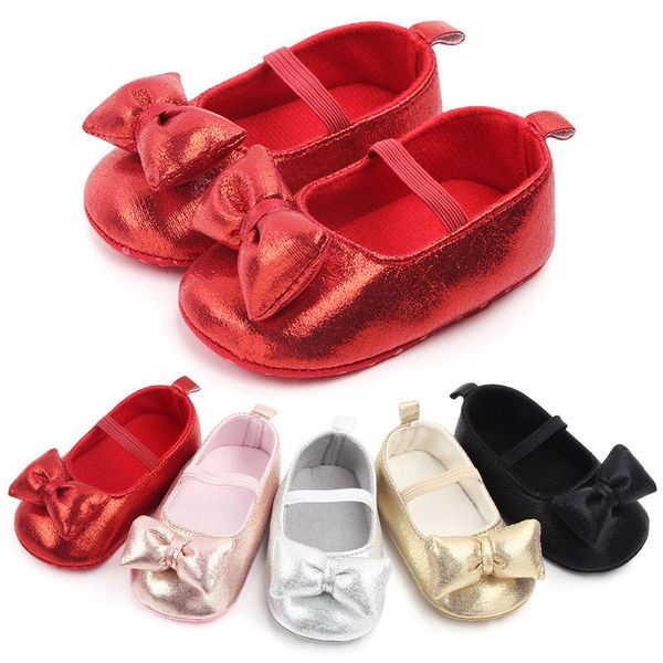 

first walkers princess baby girls shoes glitter born booties soft sole toddler kids crib party bowknot anti-slip walker 0-18m