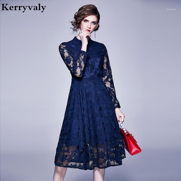

new blue lace embroidered dress womens dresses new arrival 2020 spring dresses woman party night sukienka letnia k83331, Black;gray