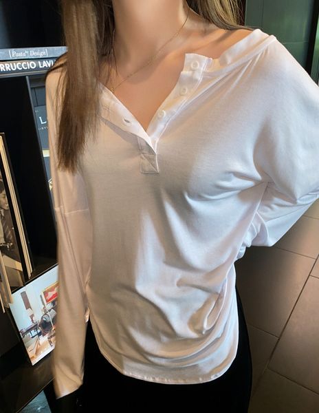 

осень зима 2020 toptoptop coatversatile сексуальный топ с низким chestexposed collarboneslim bodycareful машина с длинным рукавом рубашки дн, White