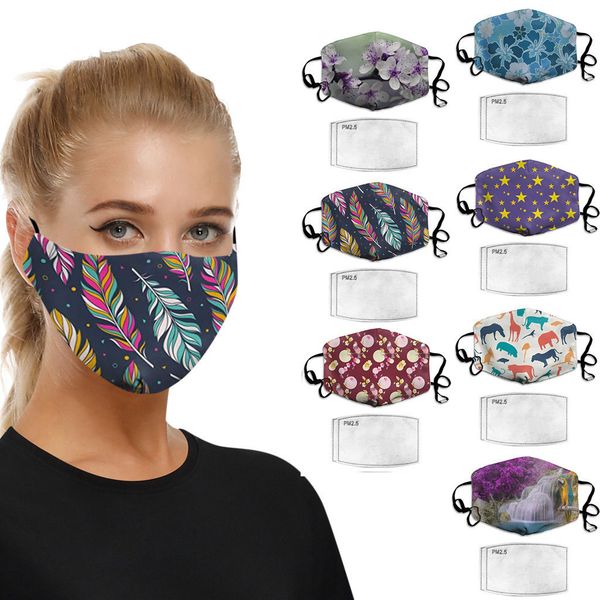 

printed pm2.5 breathable masks flower face mask fabric protective pm 2.5 dust cover washable reusable mouth mask#53